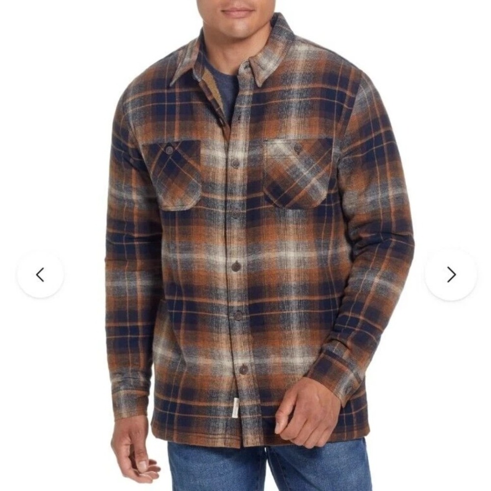Weatherproof Vintage Mens Sherpa Lined Plaid Flannel‎ Shirt Jacket Chili Oil S